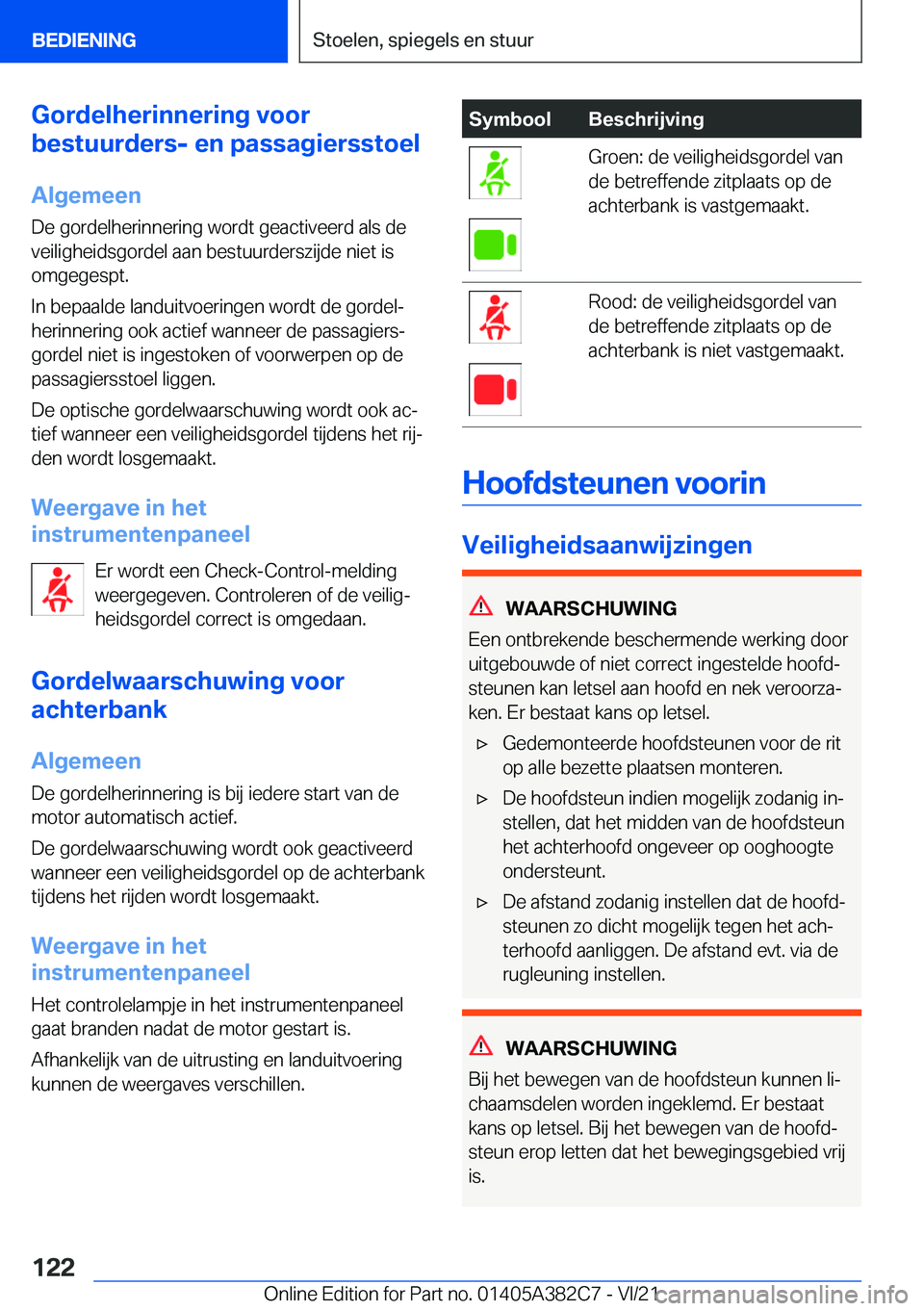 BMW Z4 2022  Instructieboekjes (in Dutch) �G�o�r�d�e�l�h�e�r�i�n�n�e�r�i�n�g��v�o�o�r
�b�e�s�t�u�u�r�d�e�r�s�-��e�n��p�a�s�s�a�g�i�e�r�s�s�t�o�e�l
�A�l�g�e�m�e�e�n
�D�e��g�o�r�d�e�l�h�e�r�i�n�n�e�r�i�n�g��w�o�r�d�t��g�e�a�c�t�i�v�e�e�r�