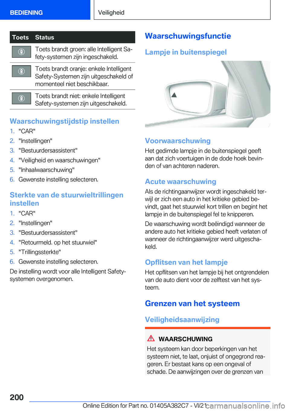 BMW Z4 2022  Instructieboekjes (in Dutch) �T�o�e�t�s�S�t�a�t�u�s�T�o�e�t�s��b�r�a�n�d�t��g�r�o�e�n�:��a�l�l�e��I�n�t�e�l�l�i�g�e�n�t��S�aj
�f�e�t�y�-�s�y�s�t�e�m�e�n��z�i�j�n��i�n�g�e�s�c�h�a�k�e�l�d�.�T�o�e�t�s��b�r�a�n�d�t��o�r�a�