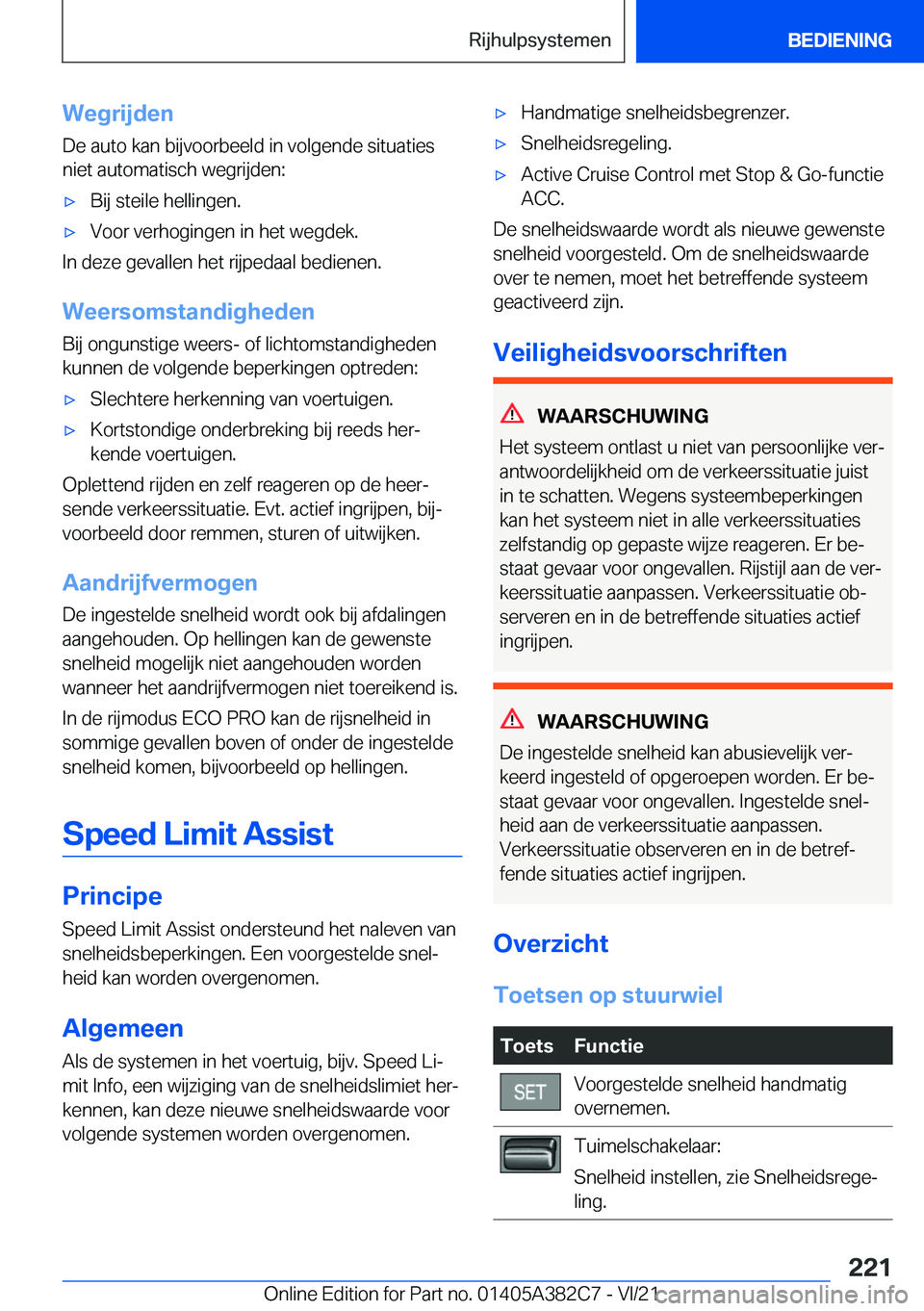 BMW Z4 2022  Instructieboekjes (in Dutch) �W�e�g�r�i�j�d�e�n
�D�e��a�u�t�o��k�a�n��b�i�j�v�o�o�r�b�e�e�l�d��i�n��v�o�l�g�e�n�d�e��s�i�t�u�a�t�i�e�s �n�i�e�t��a�u�t�o�m�a�t�i�s�c�h��w�e�g�r�i�j�d�e�n�:'x�B�i�j��s�t�e�i�l�e��h�e�l