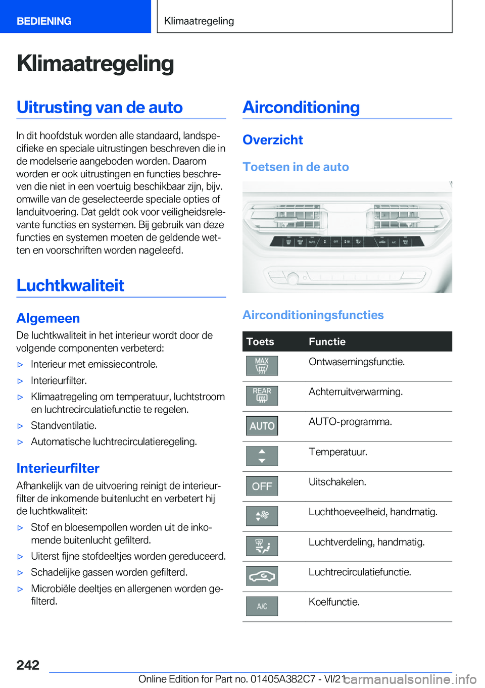BMW Z4 2022  Instructieboekjes (in Dutch) �K�l�i�m�a�a�t�r�e�g�e�l�i�n�g�U�i�t�r�u�s�t�i�n�g��v�a�n��d�e��a�u�t�o
�I�n��d�i�t��h�o�o�f�d�s�t�u�k��w�o�r�d�e�n��a�l�l�e��s�t�a�n�d�a�a�r�d�,��l�a�n�d�s�p�ej�c�i�f�i�e�k�e��e�n��s�p�e�