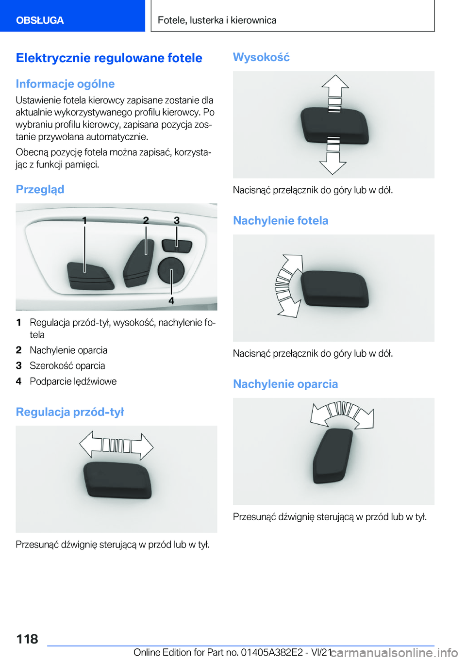 BMW Z4 2022  Instrukcja obsługi (in Polish) �E�l�e�k�t�r�y�c�z�n�i�e��r�e�g�u�l�o�w�a�n�e��f�o�t�e�l�e
�I�n�f�o�r�m�a�c�j�e��o�g�