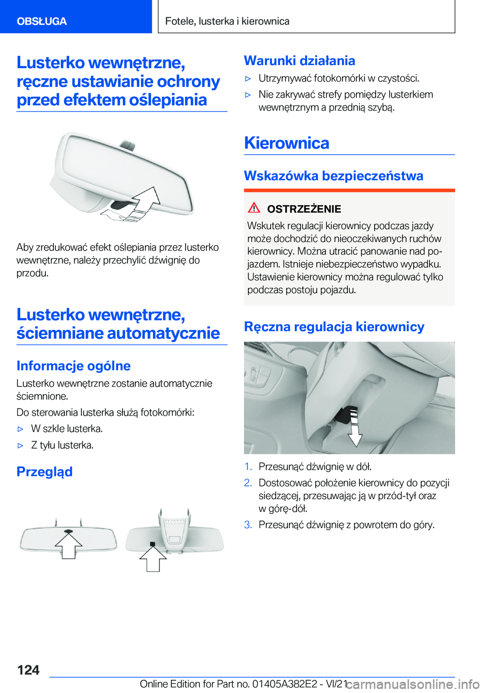 BMW Z4 2022  Instrukcja obsługi (in Polish) �L�u�s�t�e�r�k�o��w�e�w�n�