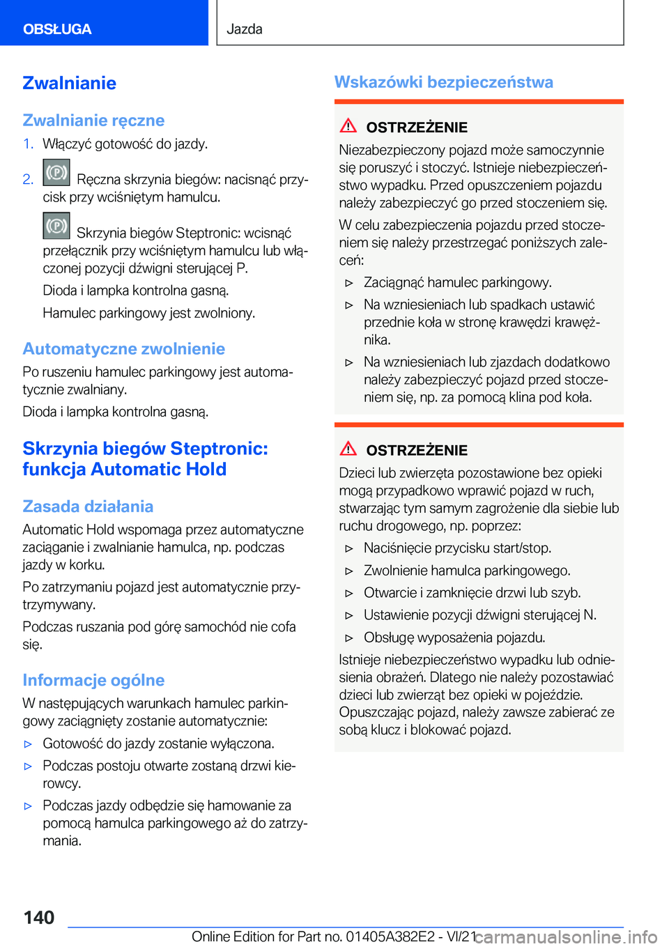 BMW Z4 2022  Instrukcja obsługi (in Polish) �Z�w�a�l�n�i�a�n�i�e�Z�w�a�l�n�i�a�n�i�e��r�