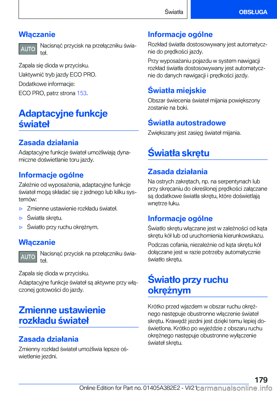 BMW Z4 2022  Instrukcja obsługi (in Polish) �W�ł�ą�c�z�a�n�i�e�N�a�c�i�s�n�