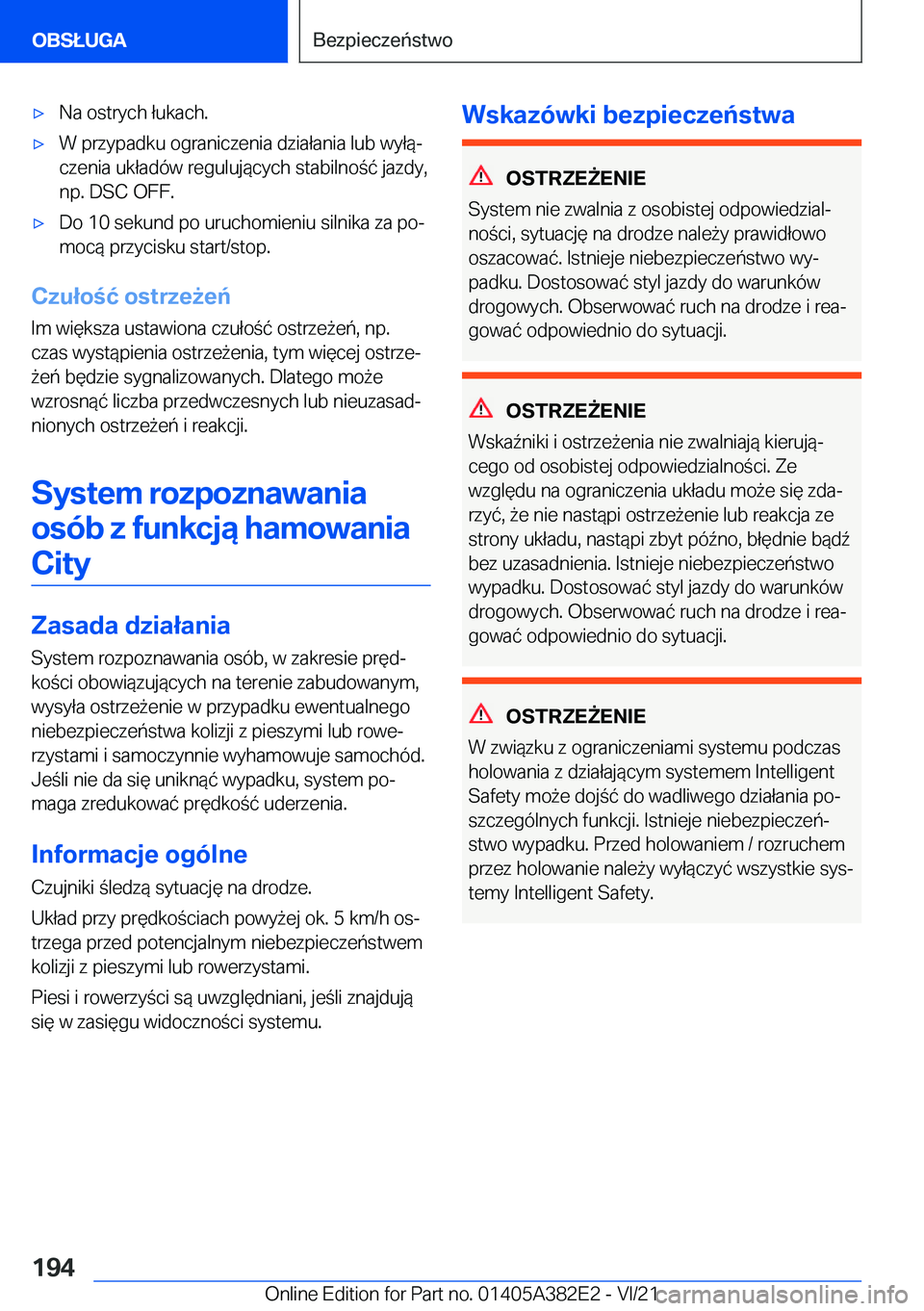 BMW Z4 2022  Instrukcja obsługi (in Polish) 'x�N�a��o�s�t�r�y�c�h��ł�u�k�a�c�h�.'x�W��p�r�z�y�p�a�d�k�u��o�g�r�a�n�i�c�z�e�n�i�a��d�z�i�a�ł�a�n�i�a��l�u�b��w�y�ł�