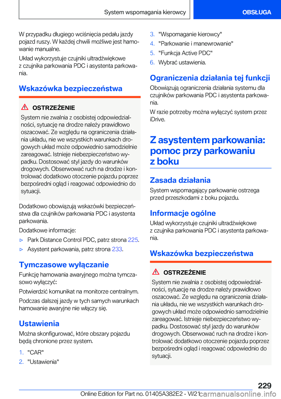 BMW Z4 2022  Instrukcja obsługi (in Polish) �W��p�r�z�y�p�a�d�k�u��d�ł�u�g�i�e�g�o��w�c�i�n�i�