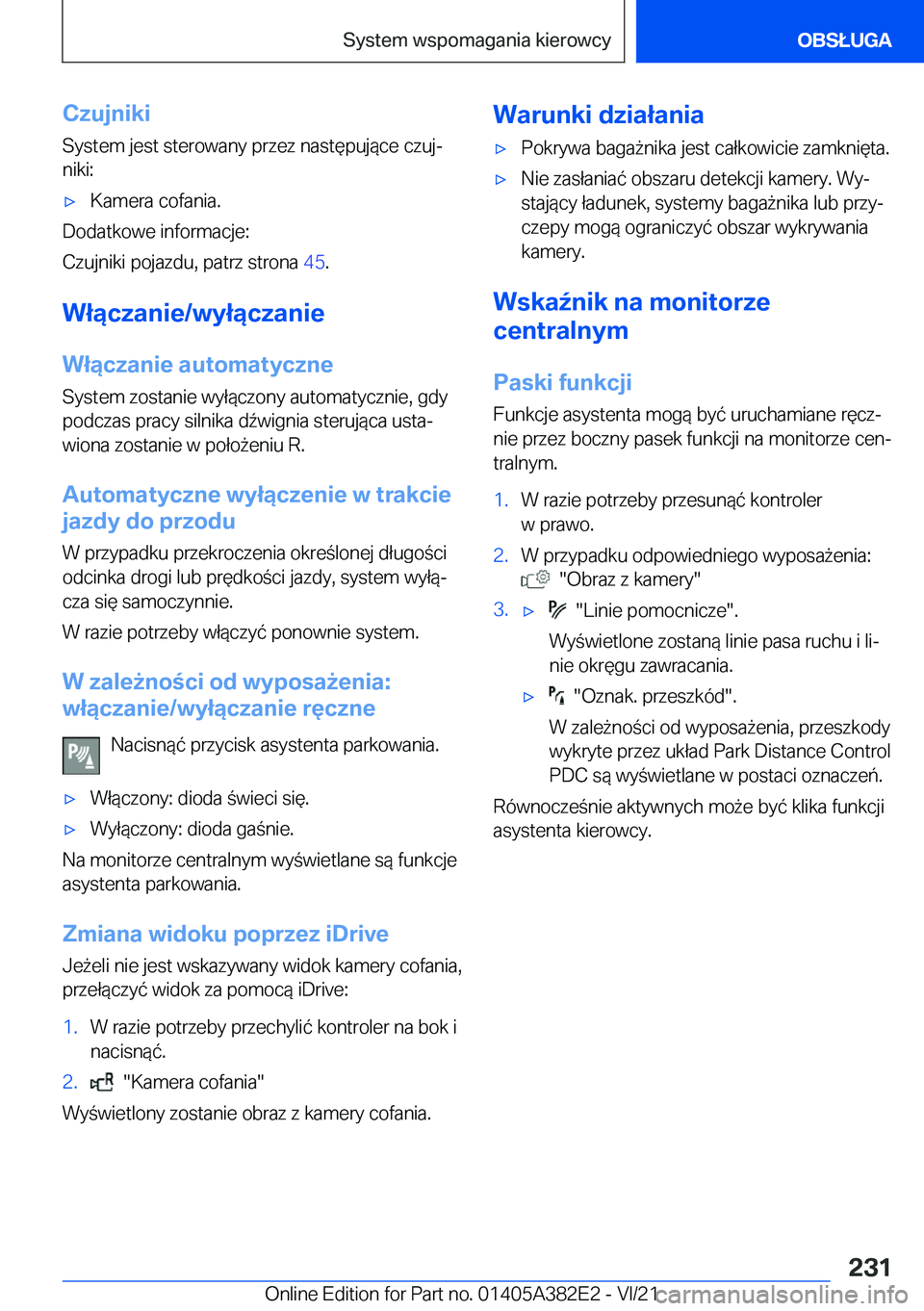 BMW Z4 2022  Instrukcja obsługi (in Polish) �C�z�u�j�n�i�k�i
�S�y�s�t�e�m��j�e�s�t��s�t�e�r�o�w�a�n�y��p�r�z�e�z��n�a�s�t�