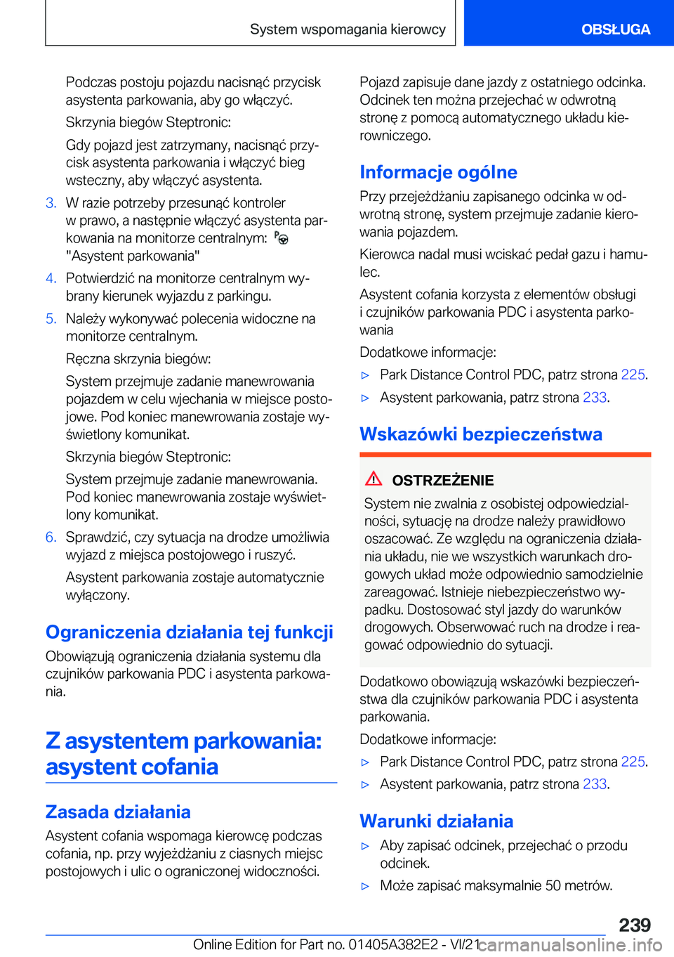BMW Z4 2022  Instrukcja obsługi (in Polish) �P�o�d�c�z�a�s��p�o�s�t�o�j�u��p�o�j�a�z�d�u��n�a�c�i�s�n�