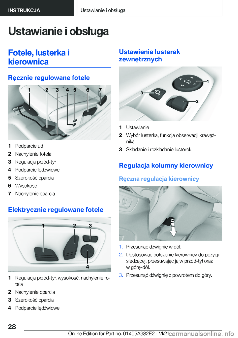 BMW Z4 2022  Instrukcja obsługi (in Polish) �U�s�t�a�w�i�a�n�i�e��i��o�b�s�ł�u�g�a�F�o�t�e�l�e�,��l�u�s�t�e�r�k�a��i�k�i�e�r�o�w�n�i�c�a
�R�