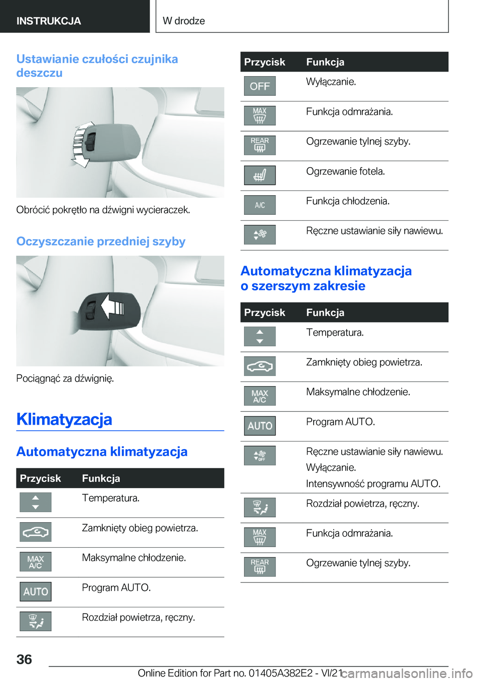 BMW Z4 2022  Instrukcja obsługi (in Polish) �U�s�t�a�w�i�a�n�i�e��c�z�u�ł�o�c�i��c�z�u�j�n�i�k�a
�d�e�s�z�c�z�u
�O�b�r�