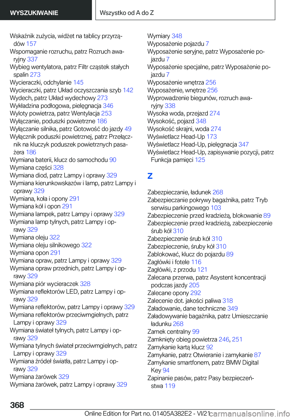BMW Z4 2022  Instrukcja obsługi (in Polish) �W�s�k�a7�n�i�k��z�u9�y�c�i�a�,��w�i�d9�e�t��n�a��t�a�b�l�i�c�y��p�r�z�y�r�z�