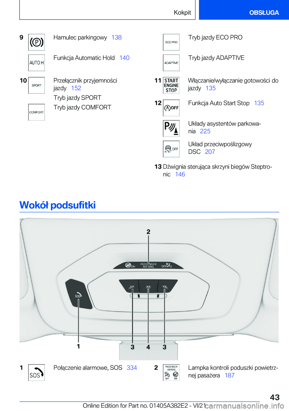 BMW Z4 2022  Instrukcja obsługi (in Polish) �9�H�a�m�u�l�e�c��p�a�r�k�i�n�g�o�w�y\_�1�3�8�F�u�n�k�c�j�a��A�u�t�o�m�a�t�i�c��H�o�l�d\_ �1�4�0�1�0�P�r�z�e�ł�