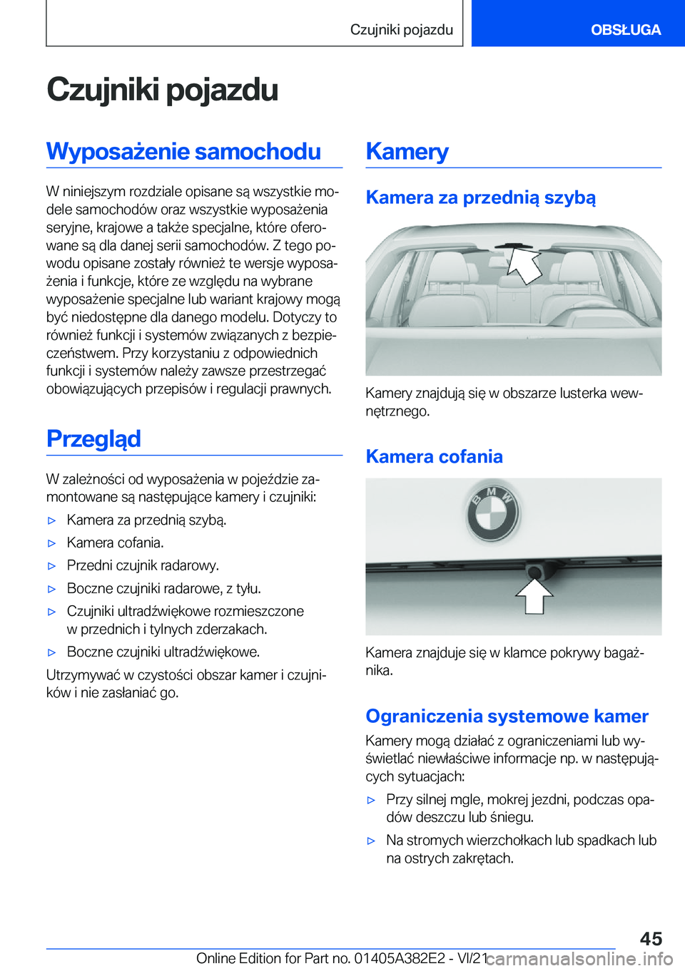 BMW Z4 2022  Instrukcja obsługi (in Polish) �C�z�u�j�n�i�k�i��p�o�j�a�z�d�u�W�y�p�o�s�a9�e�n�i�e��s�a�m�o�c�h�o�d�u
�W��n�i�n�i�e�j�s�z�y�m��r�o�z�d�z�i�a�l�e��o�p�i�s�a�n�e��s�