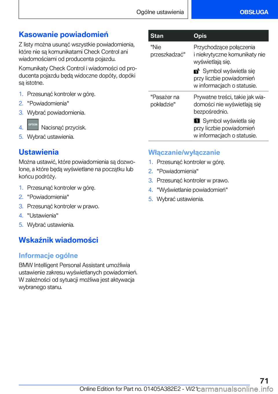 BMW Z4 2022  Instrukcja obsługi (in Polish) �K�a�s�o�w�a�n�i�e��p�o�w�i�a�d�o�m�i�e�