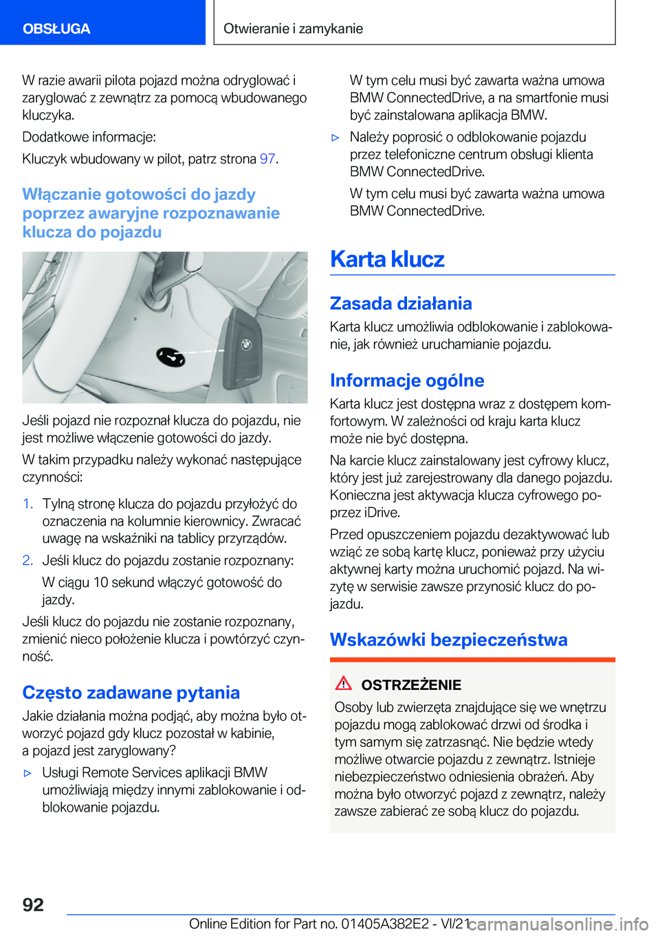 BMW Z4 2022  Instrukcja obsługi (in Polish) �W��r�a�z�i�e��a�w�a�r�i�i��p�i�l�o�t�a��p�o�j�a�z�d��m�o9�n�a��o�d�r�y�g�l�o�w�a�