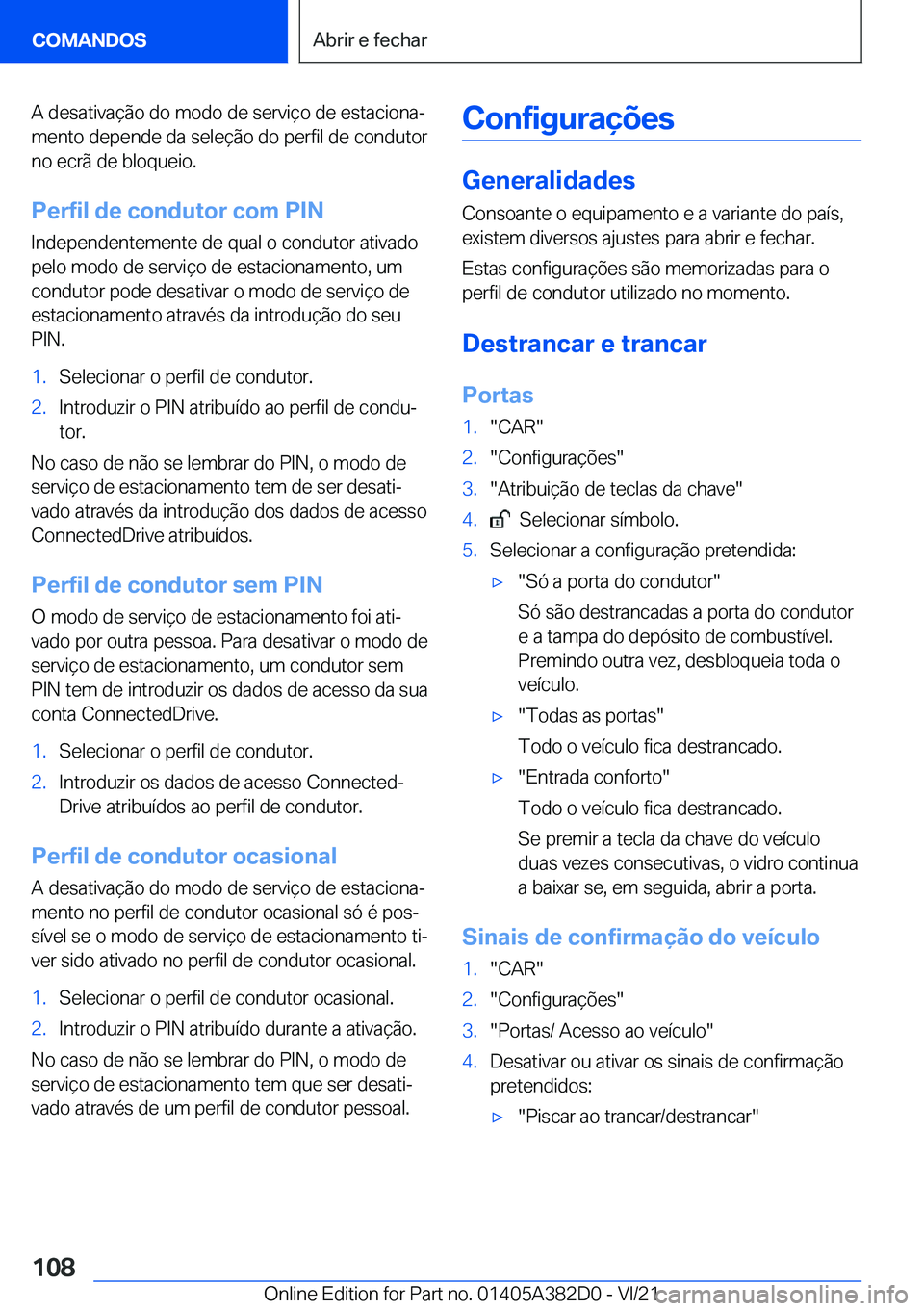 BMW Z4 2022  Manual do condutor (in Portuguese) �A��d�e�s�a�t�i�v�a�