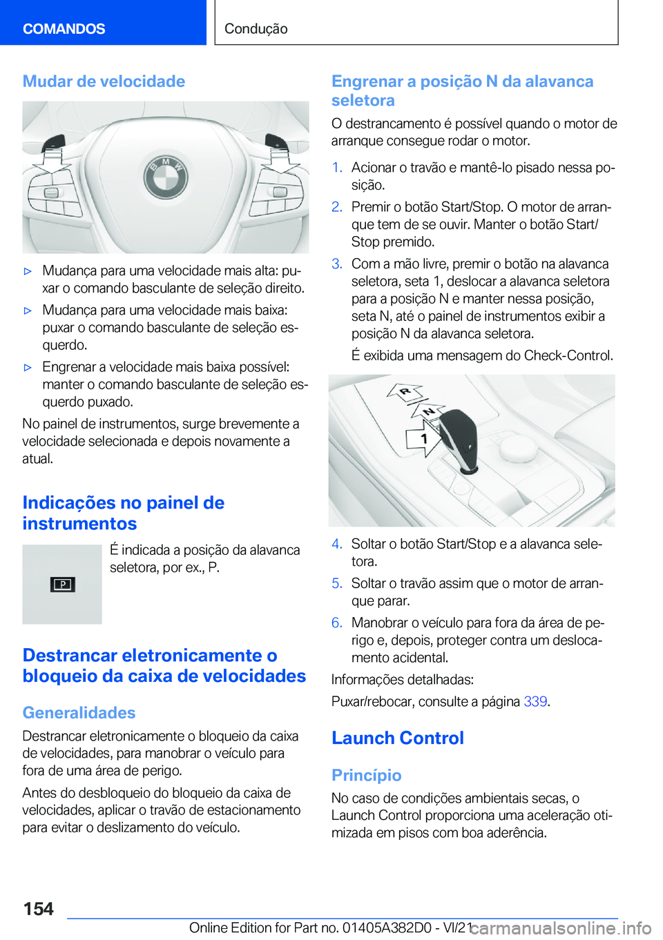 BMW Z4 2022  Manual do condutor (in Portuguese) �M�u�d�a�r��d�e��v�e�l�o�c�i�d�a�d�ex�M�u�d�a�n�