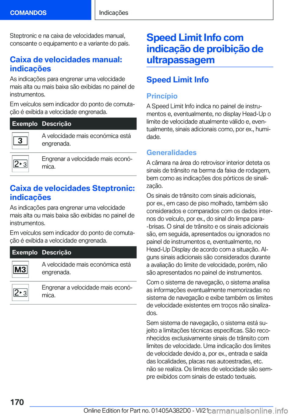 BMW Z4 2022  Manual do condutor (in Portuguese) �S�t�e�p�t�r�o�n�i�c��e��n�a��c�a�i�x�a��d�e��v�e�l�o�c�i�d�a�d�e�s��m�a�n�u�a�l�,
�c�o�n�s�o�a�n�t�e��o��e�q�u�i�p�a�m�e�n�t�o��e��a��v�a�r�i�a�n�t�e��d�o��p�a�