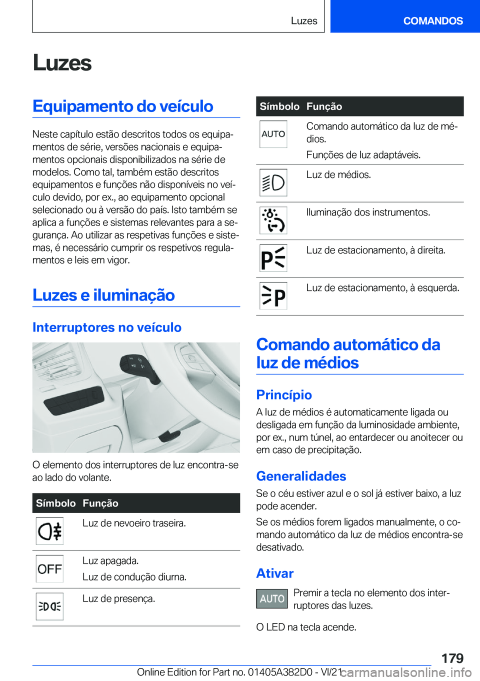 BMW Z4 2022  Manual do condutor (in Portuguese) �L�u�z�e�s�E�q�u�i�p�a�m�e�n�t�o��d�o��v�e�