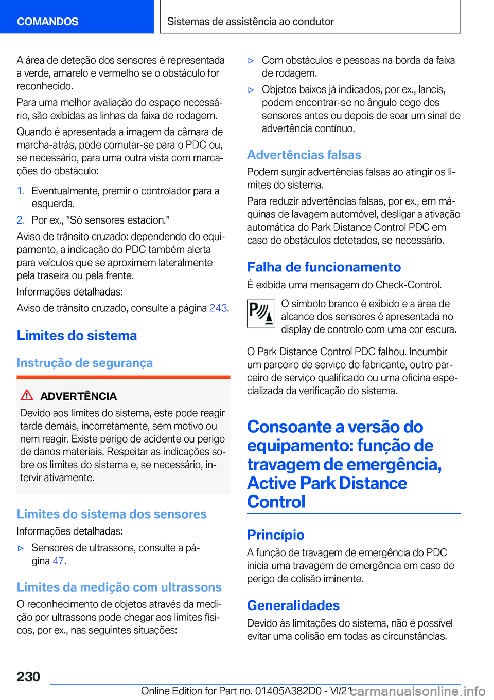 BMW Z4 2022  Manual do condutor (in Portuguese) �A��á�r�e�a��d�e��d�e�t�e�