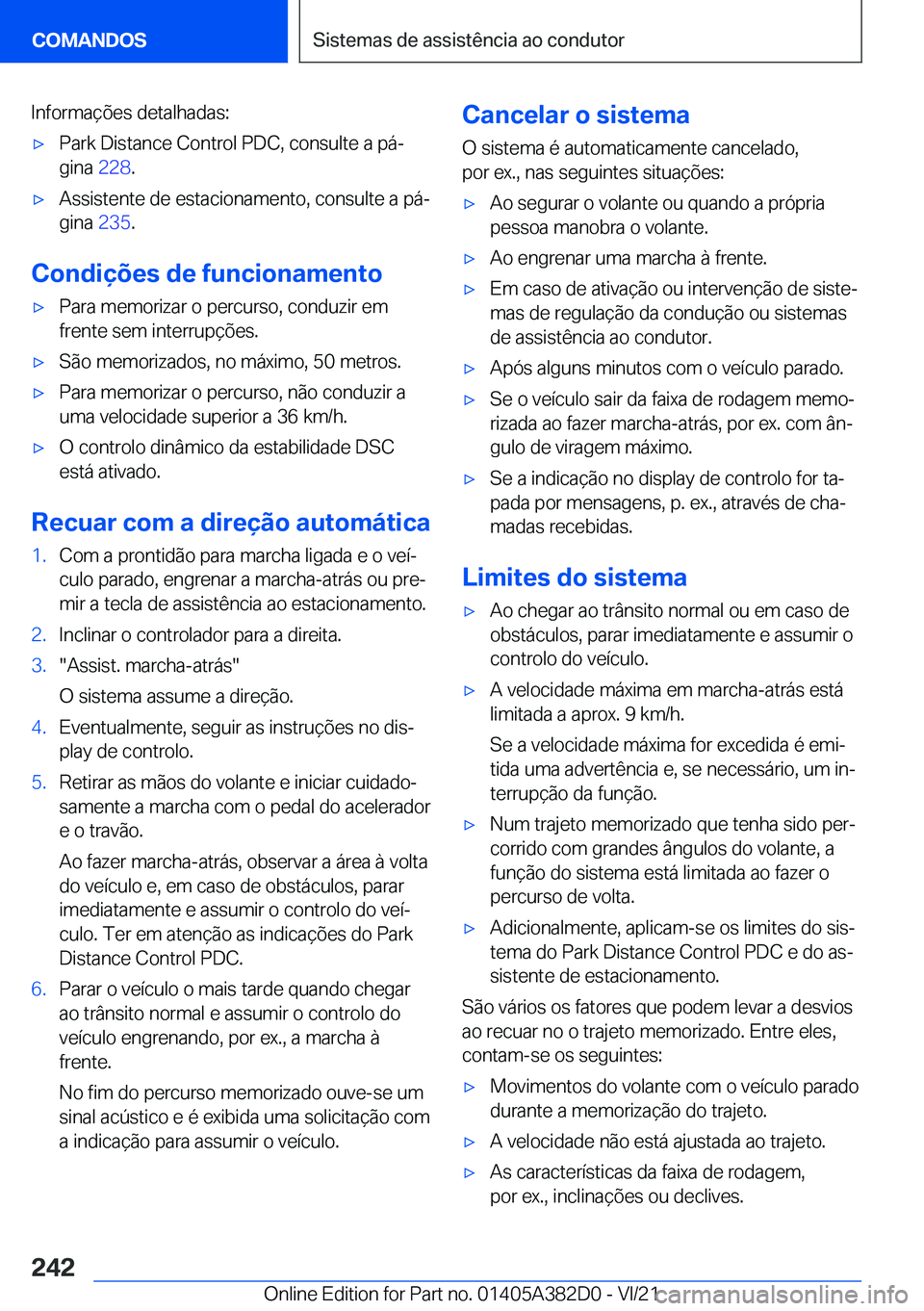 BMW Z4 2022  Manual do condutor (in Portuguese) �I�n�f�o�r�m�a�