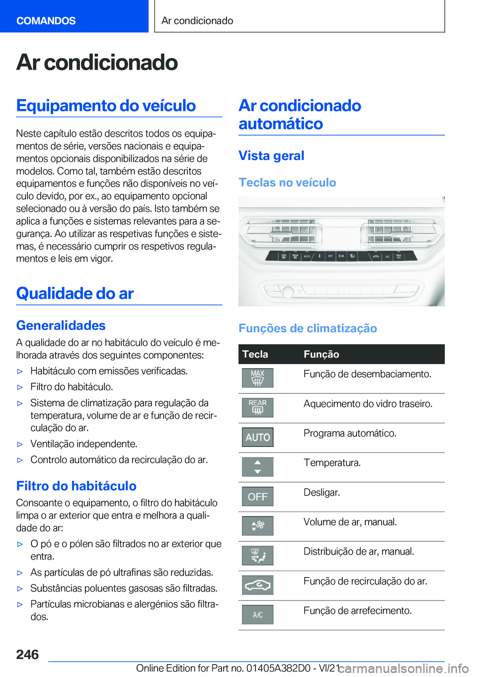 BMW Z4 2022  Manual do condutor (in Portuguese) �A�r��c�o�n�d�i�c�i�o�n�a�d�o�E�q�u�i�p�a�m�e�n�t�o��d�o��v�e�