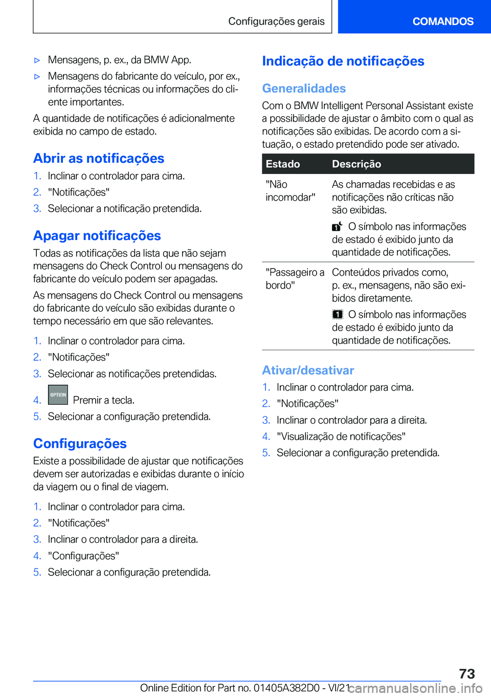 BMW Z4 2022  Manual do condutor (in Portuguese) x�M�e�n�s�a�g�e�n�s�,��p�.��e�x�.�,��d�a��B�M�W��A�p�p�.x�M�e�n�s�a�g�e�n�s��d�o��f�a�b�r�i�c�a�n�t�e��d�o��v�e�