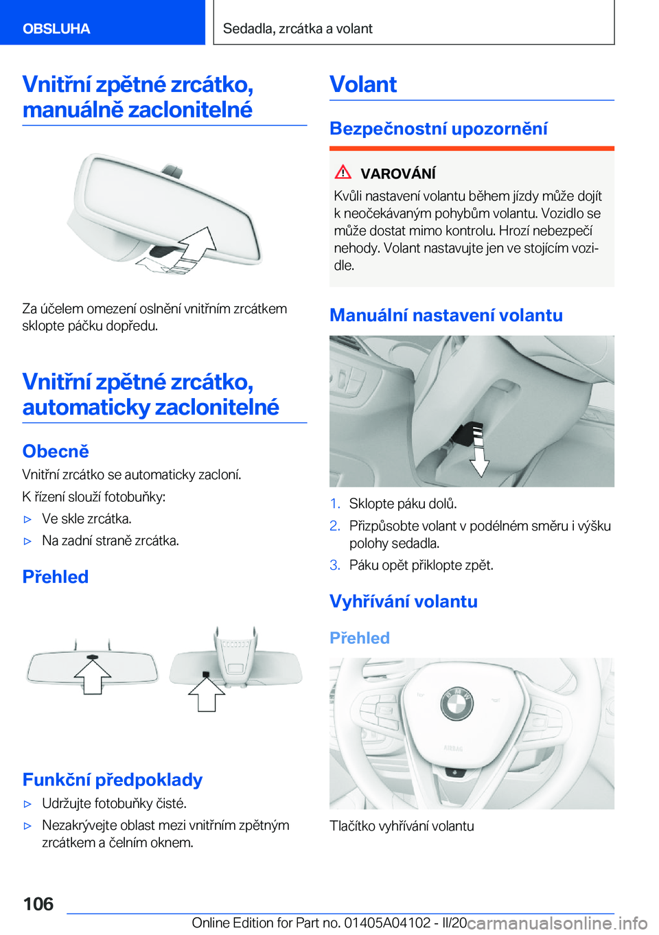 BMW Z4 2020  Návod na použití (in Czech) �V�n�i�t�n�