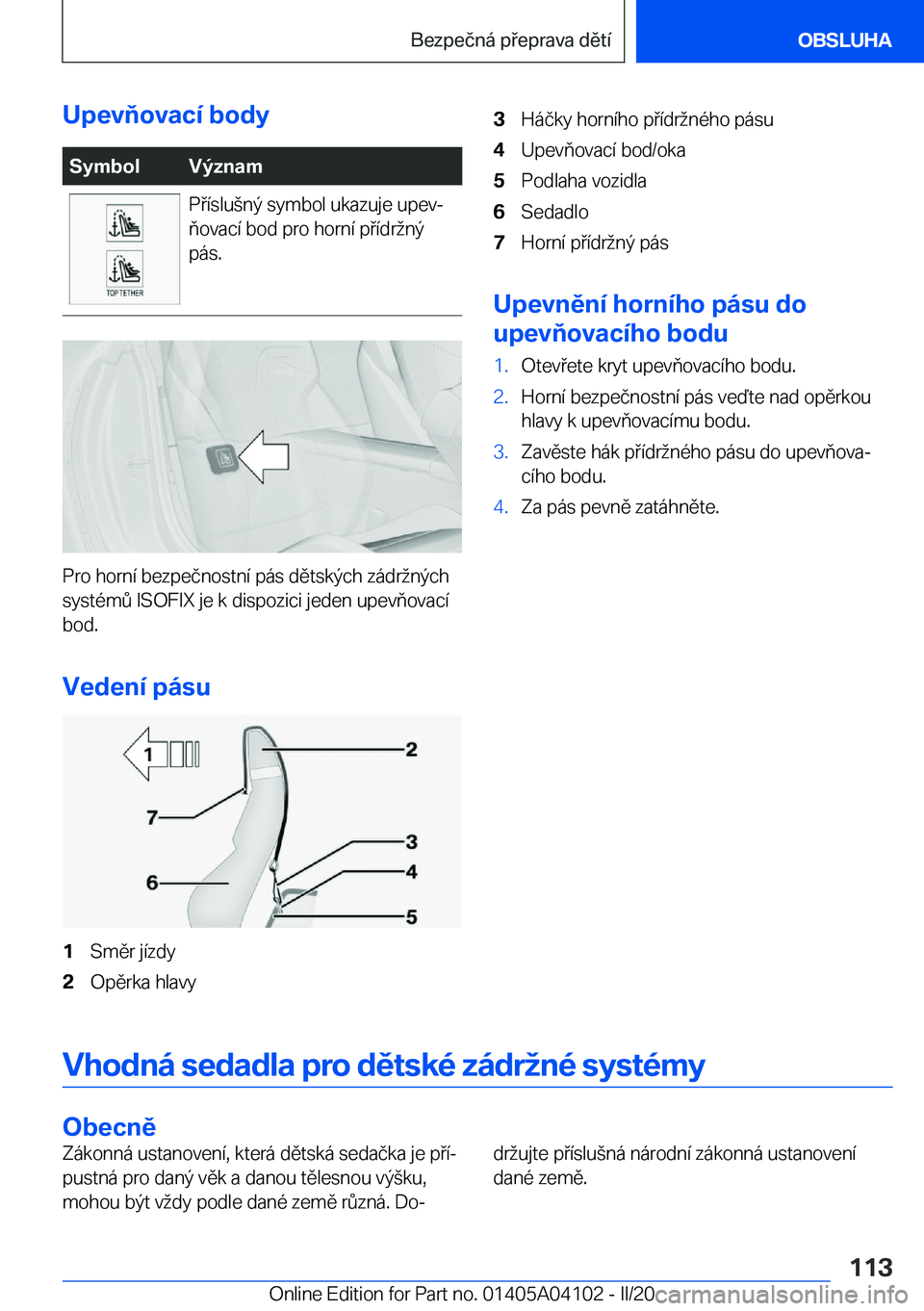 BMW Z4 2020  Návod na použití (in Czech) �U�p�e�v�ň�o�v�a�c�