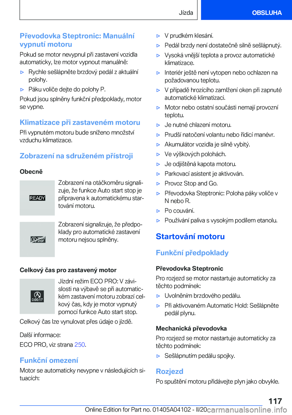 BMW Z4 2020  Návod na použití (in Czech) �P�e�v�o�d�o�v�k�a��S�t�e�p�t�r�o�n�i�c�:��M�a�n�u�
