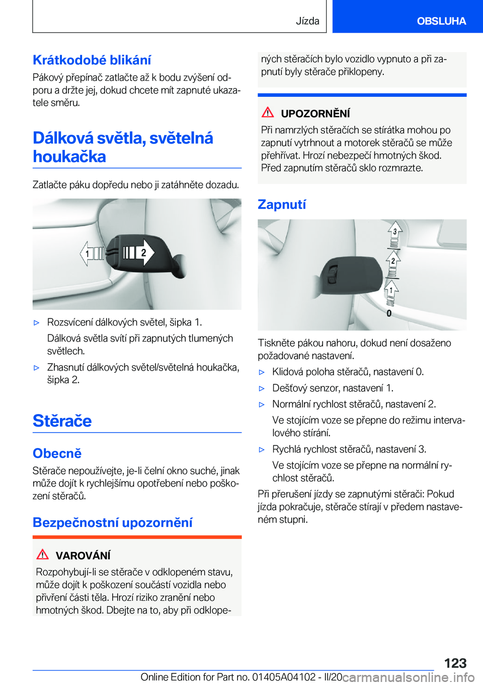 BMW Z4 2020  Návod na použití (in Czech) �K�r�