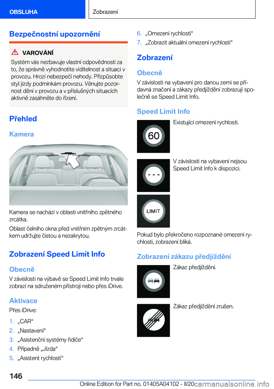 BMW Z4 2020  Návod na použití (in Czech) �B�e�z�p�e�č�n�o�s�t�n�