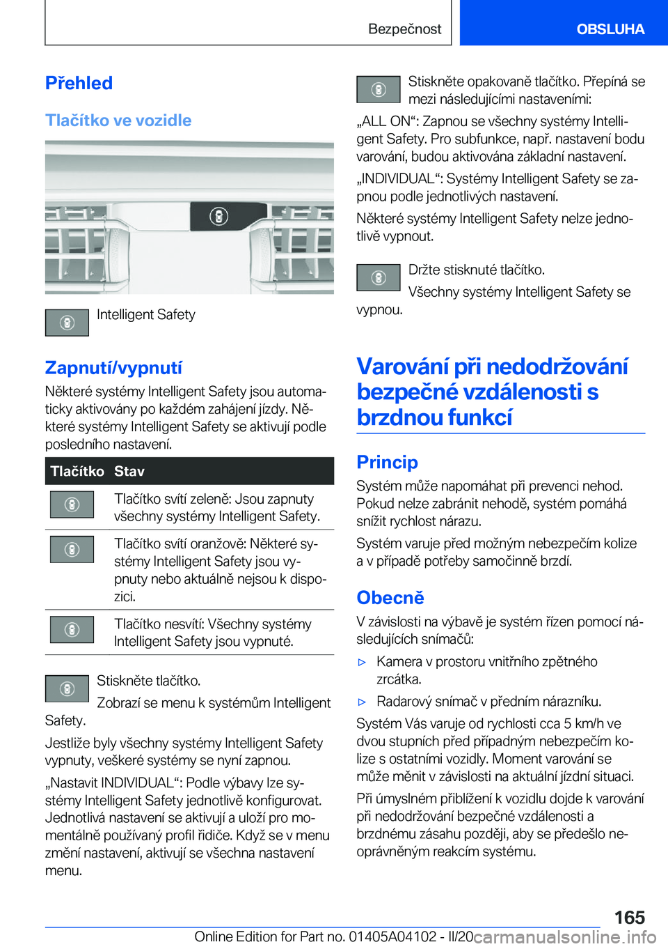 BMW Z4 2020  Návod na použití (in Czech) �P�e�h�l�e�d
�T�l�a�č�