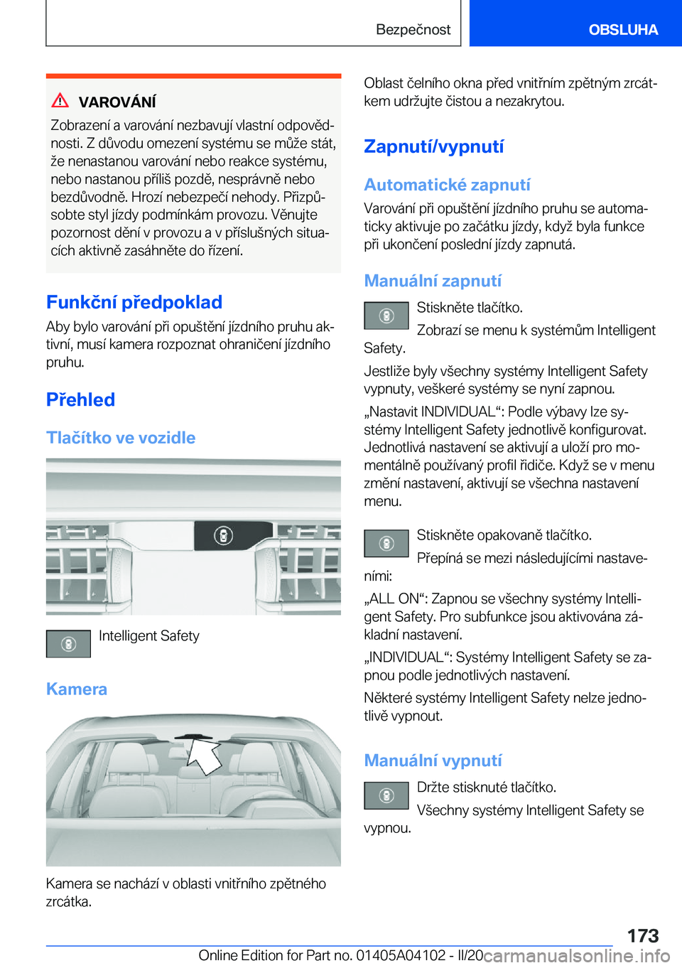 BMW Z4 2020  Návod na použití (in Czech) �V�A�R�O�V�