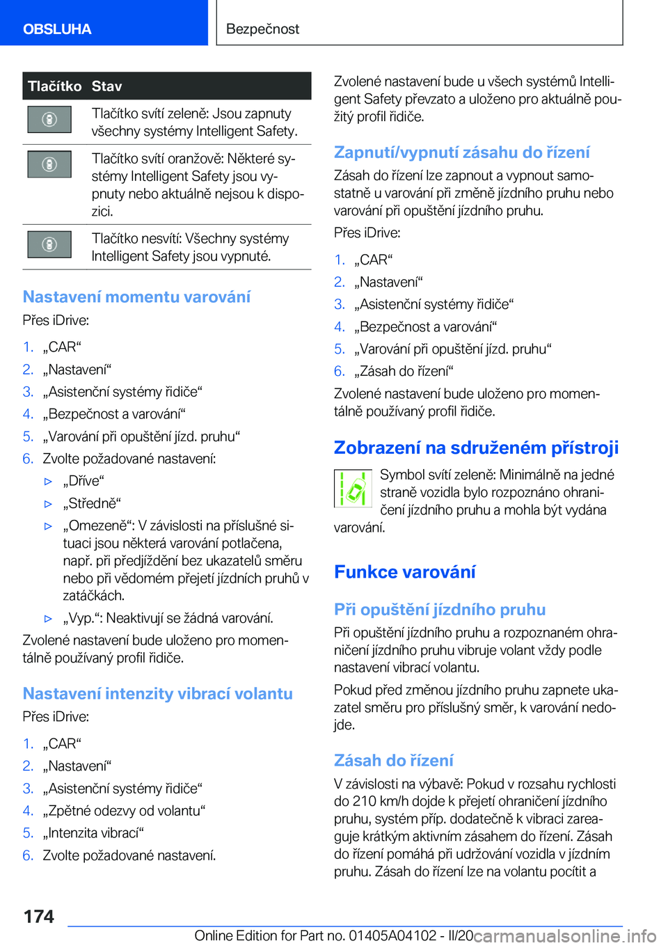 BMW Z4 2020  Návod na použití (in Czech) �T�l�a�č�
