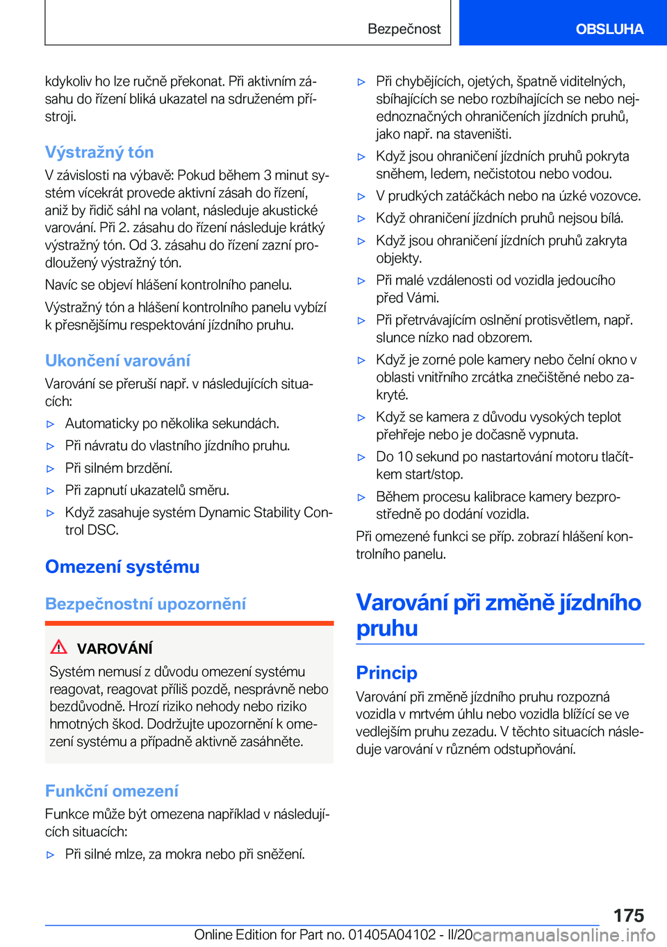 BMW Z4 2020  Návod na použití (in Czech) �k�d�y�k�o�l�i�v��h�o��l�z�e��r�u�č�n�