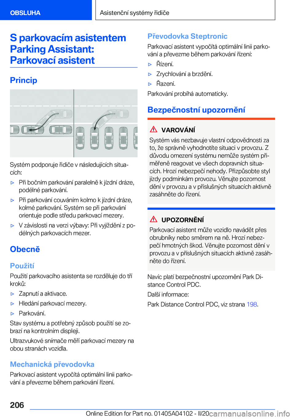 BMW Z4 2020  Návod na použití (in Czech) �S��p�a�r�k�o�v�a�c�