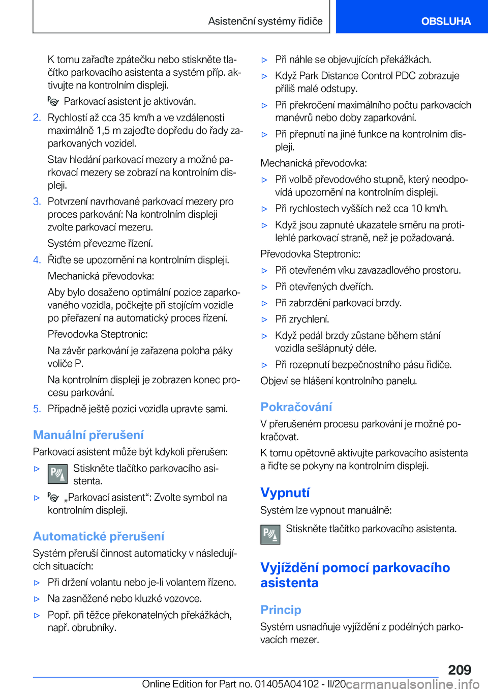 BMW Z4 2020  Návod na použití (in Czech) �K��t�o�m�u��z�a�a�