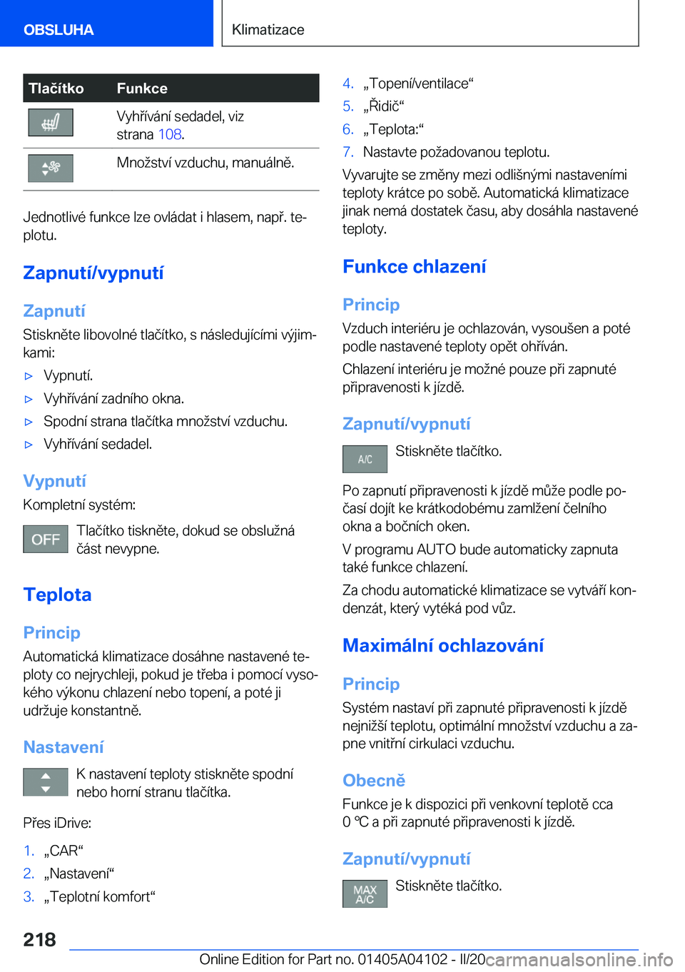 BMW Z4 2020  Návod na použití (in Czech) �T�l�a�č�