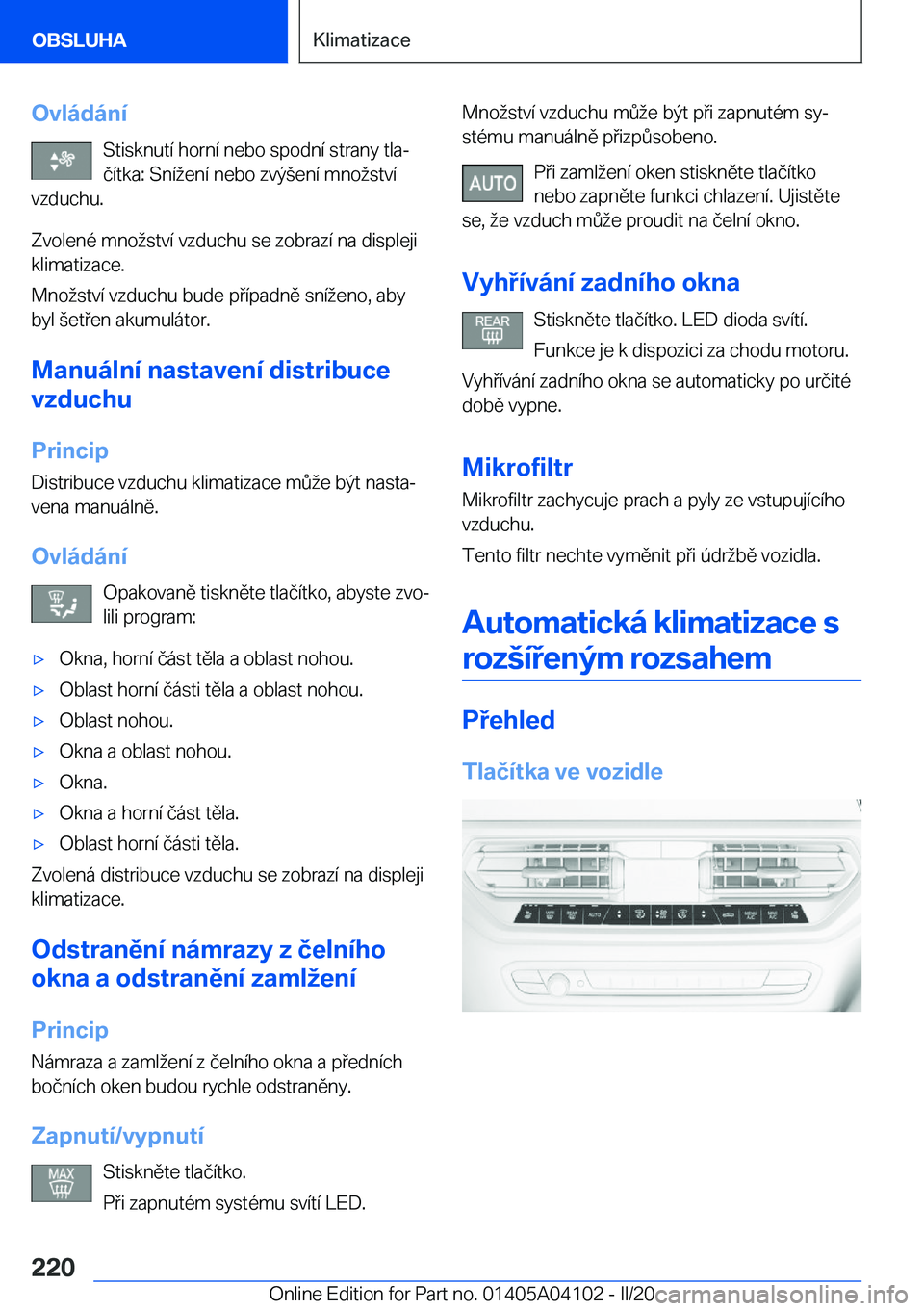 BMW Z4 2020  Návod na použití (in Czech) �O�v�l�