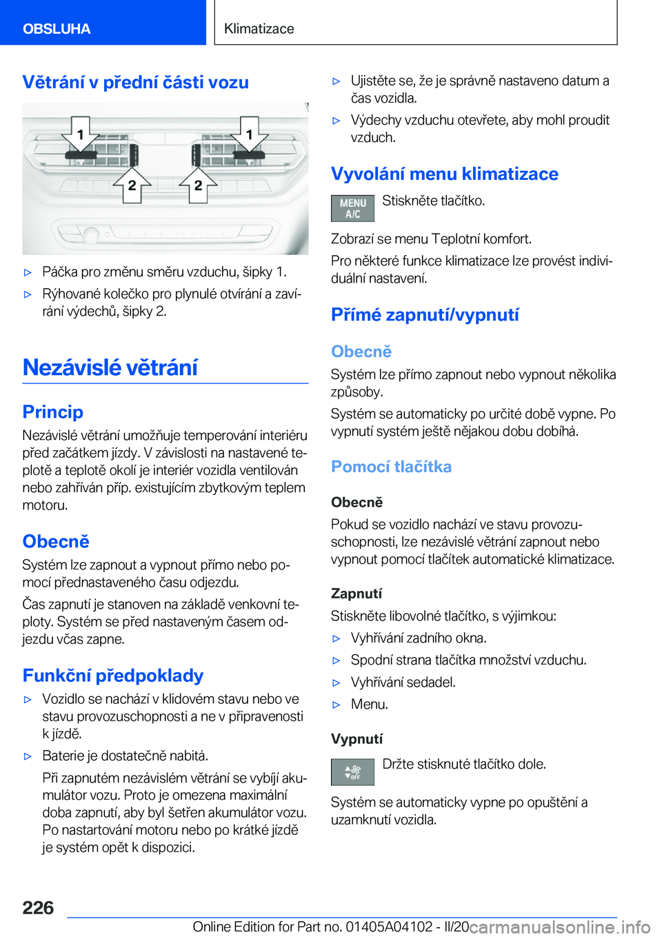 BMW Z4 2020  Návod na použití (in Czech) �V�ě�t�r�