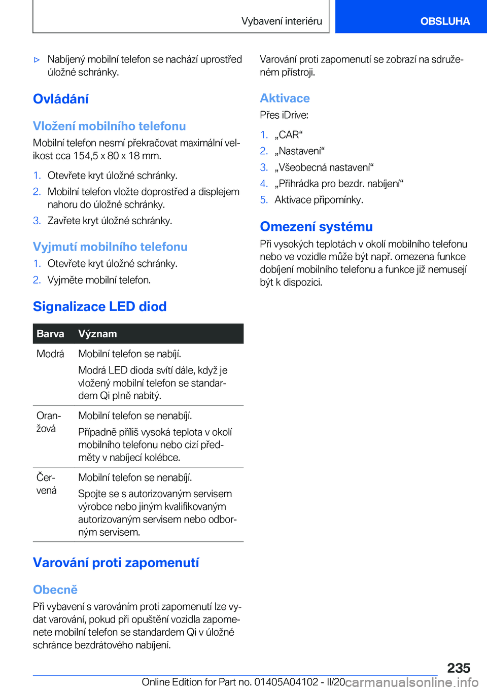 BMW Z4 2020  Návod na použití (in Czech) x�N�a�b�