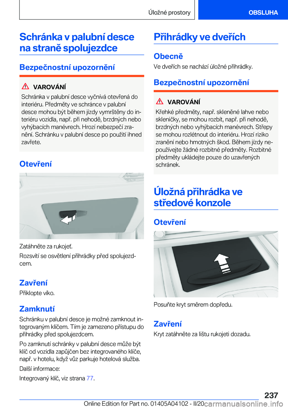BMW Z4 2020  Návod na použití (in Czech) �S�c�h�r�