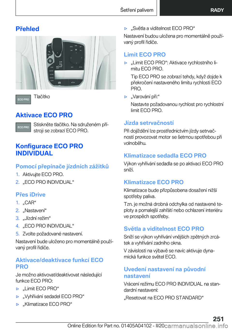 BMW Z4 2020  Návod na použití (in Czech) �P�e�h�l�e�d
�T�l�a�č�