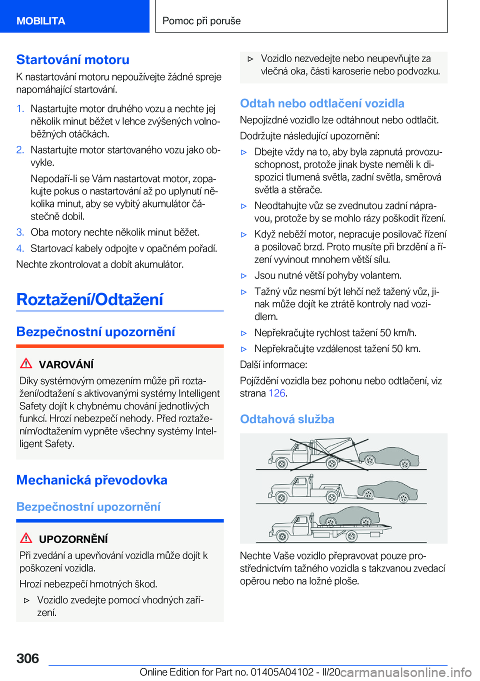 BMW Z4 2020  Návod na použití (in Czech) �S�t�a�r�t�o�v�