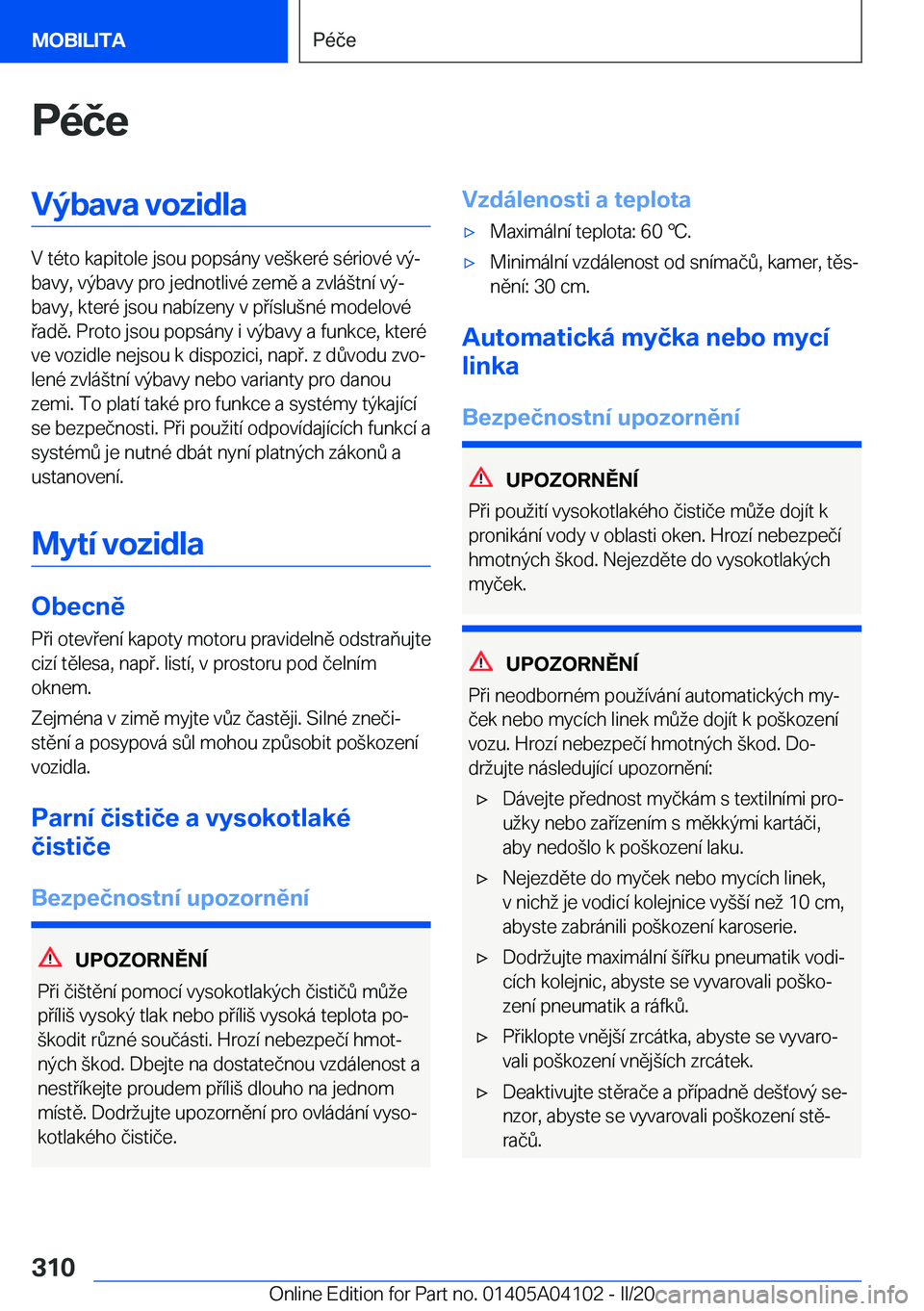 BMW Z4 2020  Návod na použití (in Czech) �P�