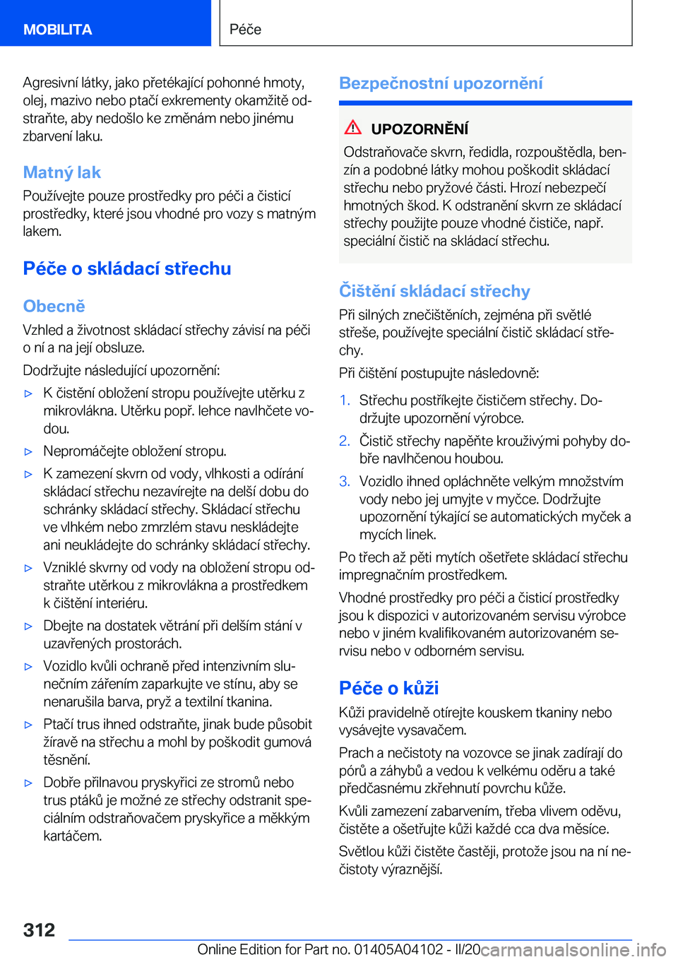 BMW Z4 2020  Návod na použití (in Czech) �A�g�r�e�s�i�v�n�