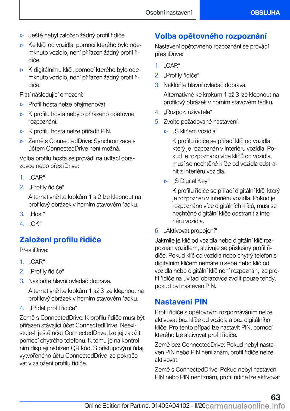 BMW Z4 2020  Návod na použití (in Czech) x�J�e(�t�