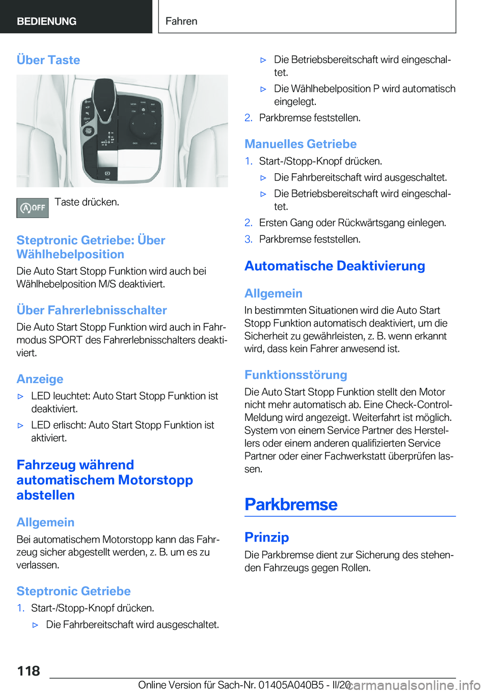 BMW Z4 2020  Betriebsanleitungen (in German) �