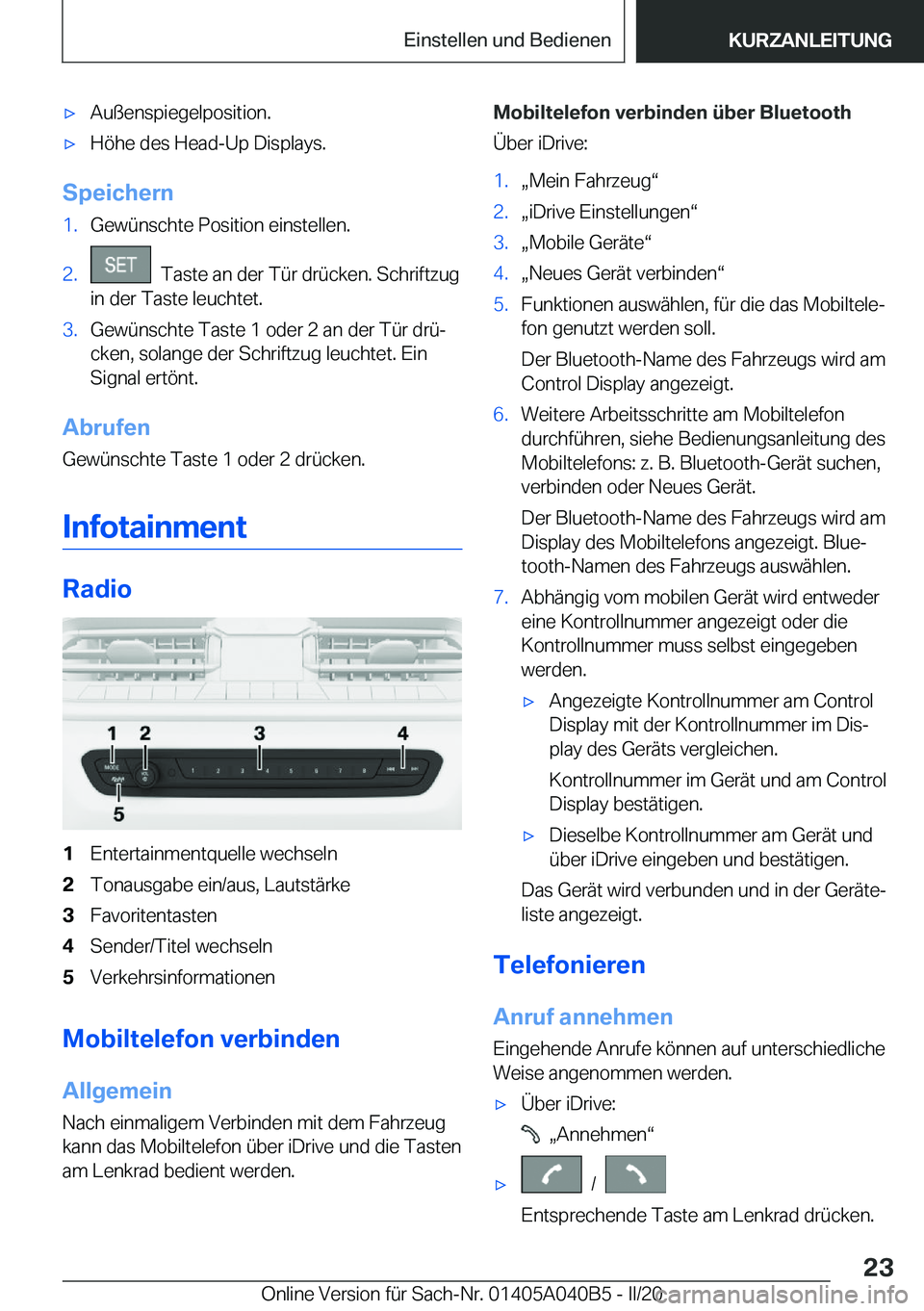 BMW Z4 2020  Betriebsanleitungen (in German) 'x�A�u�ß�e�n�s�p�i�e�g�e�l�p�o�s�i�t�i�o�n�.'x�H�